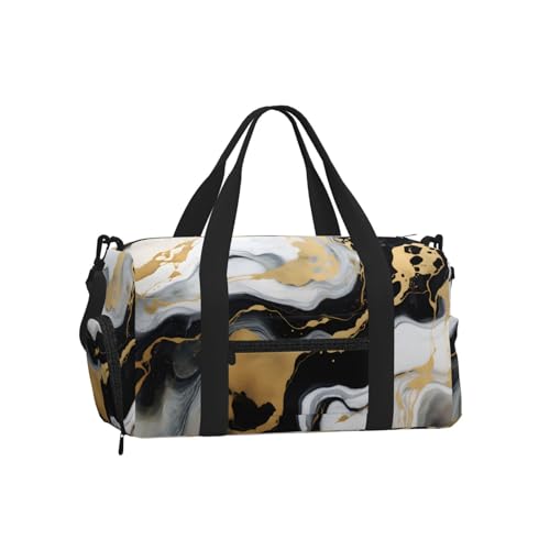 Sac de sport géométrique marbré rose doré noir avec grand espace chaussures mixte