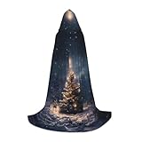 Vielseitiges Design: Dieser Umhang mit Weihnachtsbaum-Schnee-Aufdruck ist ein Muss für jede Kostüm-Kollektion, ideal für Sensenmann-Kostüme, Zauberer-Umhänge und mittelalterliche Umhänge. Perfekt für Halloween, Cosplay und Mottopartys.