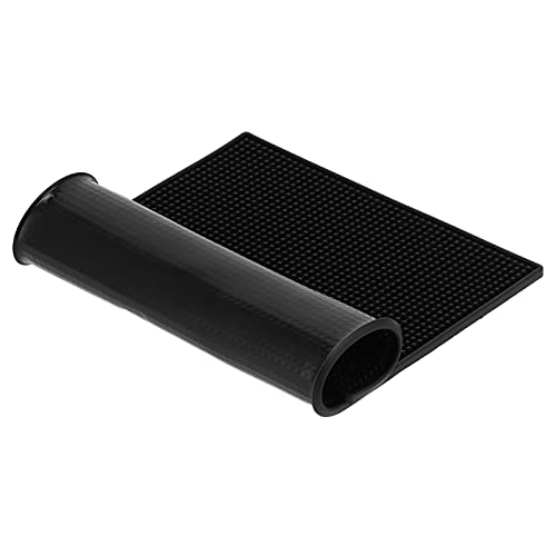Alfombrilla de bar, alfombrilla de goma antideslizante para servicio de peluquería Alfombrillas de café negras Alfombrilla para derrames para encimera(Los 45x30x1cm)