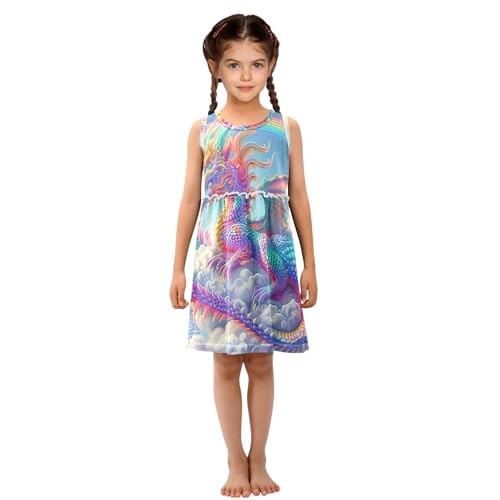 CHIFIGNO Girls' Dresses Sleeveless Crewneck Summer Beach Dress Kids Clothes Holiday Dresses 2-8T4