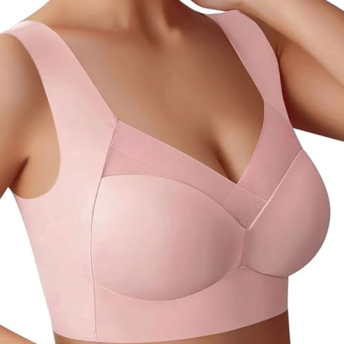 MQLSAERI Reggiseno Push-up Senza Ferretto per Anziani, Crossover ergonomico Comfort Push-up Estivo - Rosa