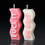 Coume 2 Pieces Aesthetic Candles Atmosphere Candle Wavy Word Fun Shaped Trendy Soy Wax Scented Cool Funny Gift for Office Birthday Home Decoration(Funny)