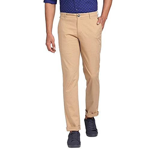 Image of Colorplus Men's Cotton Blend Checks Pattern Contemporary Fit Flat Front Casual Trouser