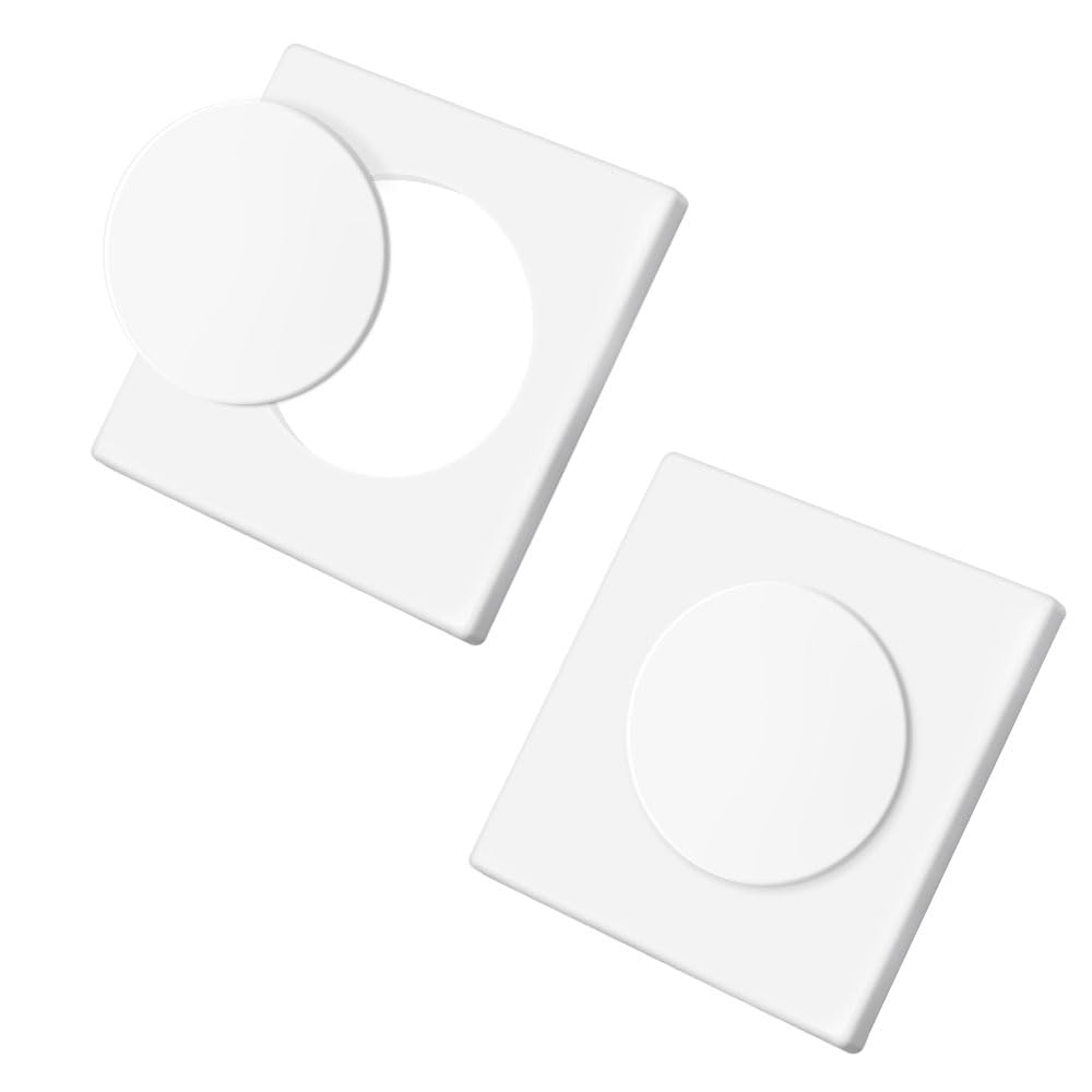 2Pcs Placa de Pared Decorativa,86 x 86 mm, Autoadhesivas Tapa Ciega Enchufe Pared, Cubierta para Enchufes con Orificio Extraíble para Enchufes o Interruptores no Utilizados(Blanco)