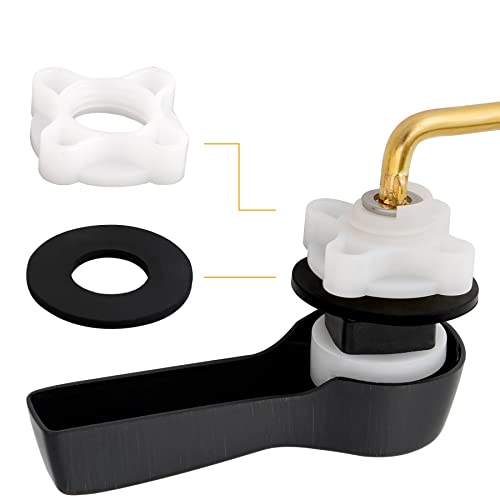 Image of Hibbent Universal Metal Side Mount Toilet Handle Kit, Oil Rubbed Bronze | Solid Brass Toilet Flush Tank Lever with Stainless Steel Adjustable Flapper Chains, Side Tank Toilet Handle for Most Toilets