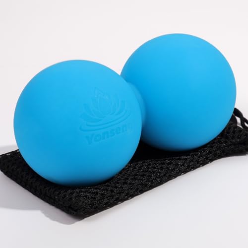Yonseng Double Lacrosse Massage Ball Peanut Massage Ball for Myofascial Release, Trigger Point Therapy, Muscle Soreness Deep Tissue Massage Physical Therapy Equipment(Blue)