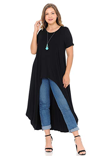 plus size high low tops - Pastel by Vivienne Women's High-Low Maxi Top in Plus Size XXX-Large Black