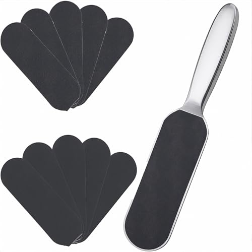 Image of Pedicure Foot File and Callus Remover for Hard Skin Professional, Stainless Steel Foot Rasp File with 50PCS Refill Grits Double-Sided Replacement Pads Easy Feet Scrubber for Bath Pedicure Salon
