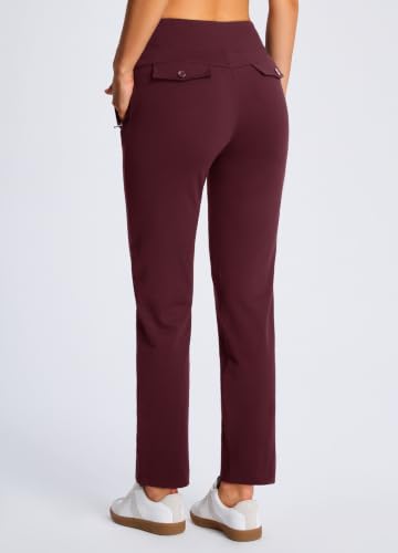 Libin Women's Fleece Lined Pants 31" Stretch Thermal Pants, Red Wine XL - image 2