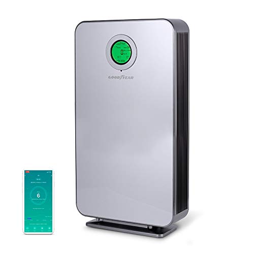 Goodyear - Purificador Ionizador de Aire con filtro HEPA13 152m2. 380M3/h. Elimina 99,9% de las Partículas Contaminantes. Ionizador de Aire con Doble Lámpara UV-C Longitud de Onda 253.7mm APP