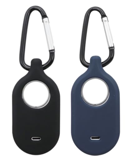 Coque Galaxy SmartTag 2 en caoutchouc souple noir et bleu marine avec mousqueton x2