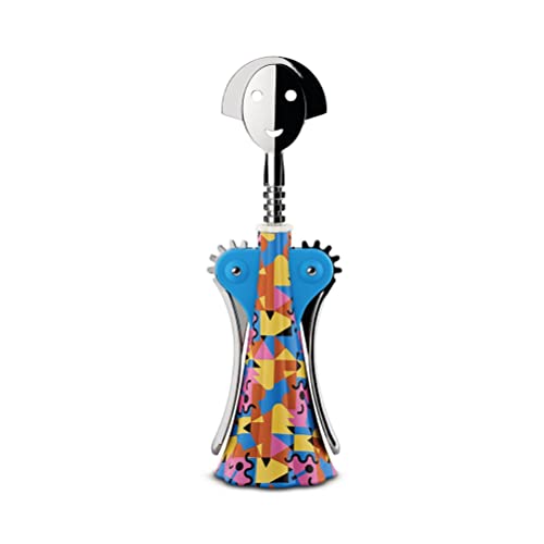 Cavatappi Di Design Alessi AM23 LAZR - Resina Termoplastica E Zamac Cromato, Colore Azzurro, Alto 21 Cm
