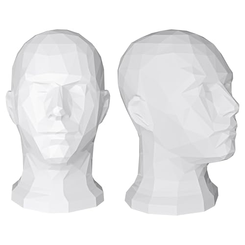 Cabeça de manequim expositor homem organizador para capacetes, bonés, chapéus, óculos, auriculares e perucas. Cabeça manequim expositor decorativo para divisórias, armazenamento de acessórios (branco)