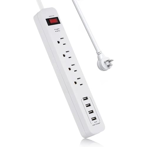 4 Outlet USB Power Strip, 900 Joule Surge Protector with 4 USB Charging Ports (4.2A), 9-Foot Long Extension Cord, ETL Certified, White
