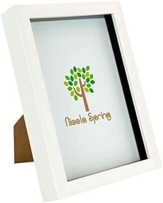 Nicola Spring Acrylic Box Picture Glass Photo Frame, Standing & Hanging - White - 6 x 8 (A5)