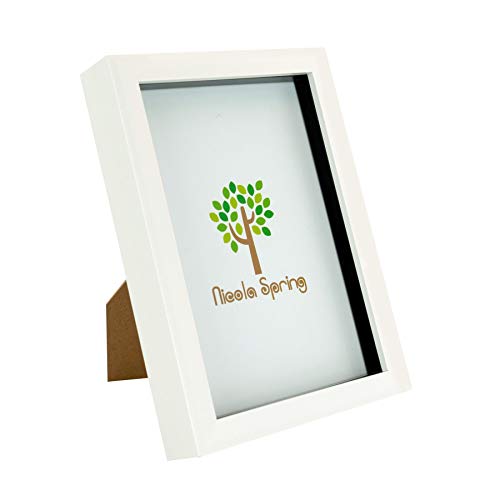 Nicola Spring 3D Shadow Box Photo Frame - 6 x 8 (15 x 20cm) - Pack of 1 - White 3D Photo Frame A5 Picture Frame Box Small Portrait Display Case for Crafts, Keepsakes, Wedding, Graduation