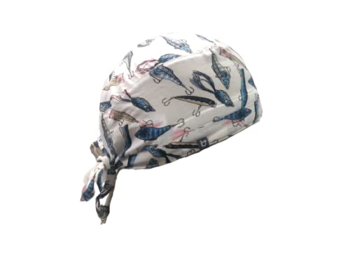 Fishes Printed Scrub Cap White-image-1