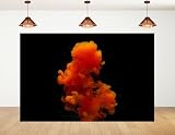 5x4ft Orange Ink Smoke Backdrop Deep Black Gradient Fluid Splash Macro Art Photography Background Tapestry Party Abstract Art Wall Decorations Banner Photo Booth Props