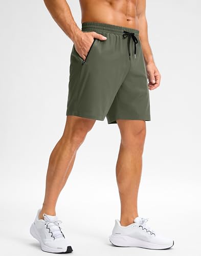 Image of Pudolla Men's Running Gym Shorts with Zipper Pockets 5 inch /7 inch / Lightweight Quick Dry Running Workout Athletic Short