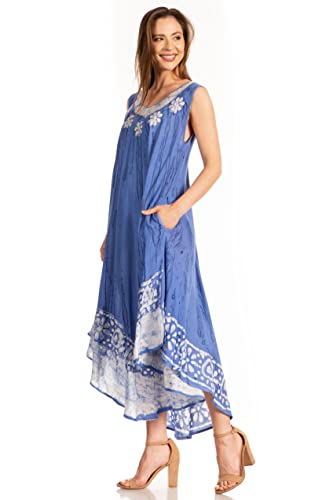 Sakkas Alexis Embroidered Long Sleeveless Floral Caftan Dress/Cover Up4