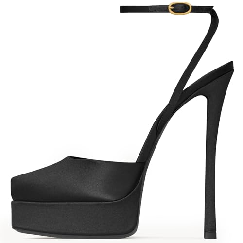 Womens Square Peep Toe Stiletto High Heels Ankle Strap Sandals Backless Buckle Dress Party Fashion Shoes2