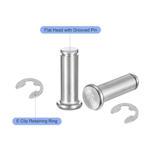 QUARKZMAN 5er Set M10x30mm 304 Edelstahl Zylindrischer Wellen-Sicherungsring-Positionierungsstift, Flachkopf gerillter Scharnier-Zylinder-Positionierungsstift, Silber