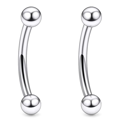 Ruifan 20g Rook Piercing Jewelry Titanium Externally Threaded Curved Barbell