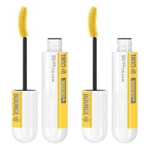 2 x Maybelline Colossal Curl Bounce Mascara, Big Bouncy Curl Volume, Up To 24 Hour Wear, Clump Free, Black