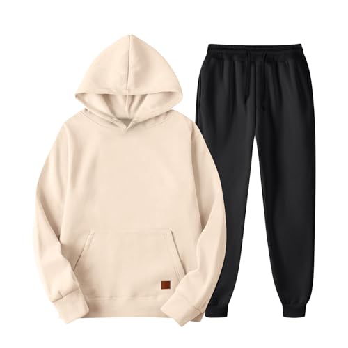 Chándal Hombre Completo - Conjunto Chandal Hombre Cómodo Sudadera Y Pantalones Casual Jogger Deportivas Manga Larga Chándales Termico con Bolsillos Gym Invierno Otoño Ropa Caqui M