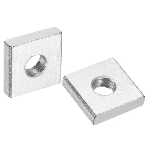 uxcell 10Pcs M5x12mmx3mm Square Nuts, Carbon Steel Zinc Plated Coarse Thread Square Nuts Fasteners for Home Repairs and Professional Engineering, Silver