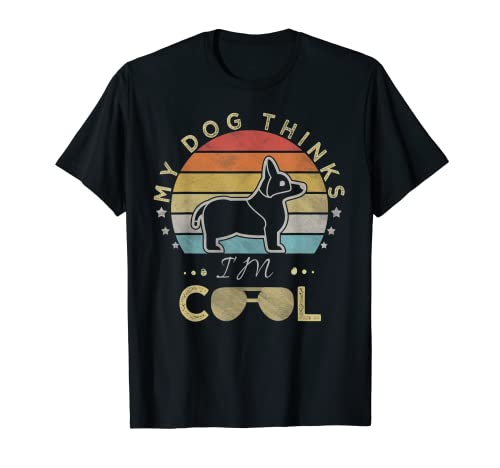 My dog thinks I'm cool | Gafas de Sol Retro Vintage Corgi-Dog Camiseta