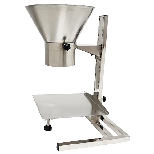 LGXEnzhuo Stainless Steel Feeding Hopper with Support Stand Manual Filling Package Funnel Under Funnel Diameter 12CM