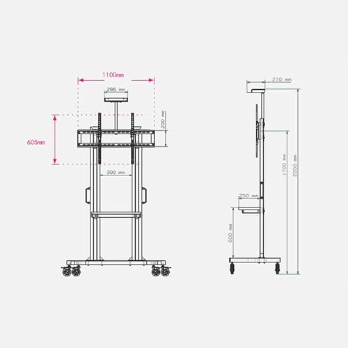 Soporte móvil para TV ajustable para pantallas 60-100 pulgadas miniatura 5