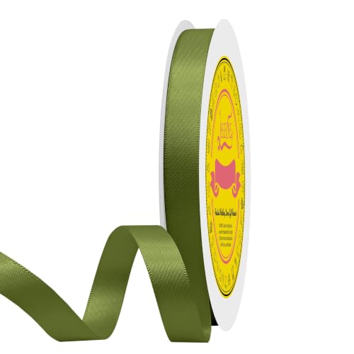 Image of Double Face Moss Satin Ribbon 1 /2 inch X 50 Yards Polyester Moss Ribbon for Gift Wrapping Very Suitable for Weddings Party Invitation Decorations and More