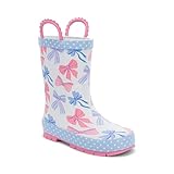 Western Chief Rain Boots with Pull on Handles for Toddlers and Kids - Premium Waterproof Boots for Boys and Girls, Beautiful Bows, 1