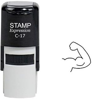 stampexpression - Muscular Flexed Biceps Self Inking Rubber Stamp - Black Ink (A-6367)