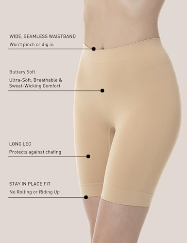 ATTLADY 3 Pack Slip Shorts for Under Dresses Women - Anti-Chafing Cooling Slip Shorts, Women\'s Seamless Under Skirts
