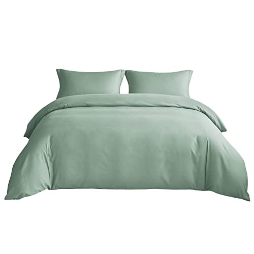 Image of Bedsure Duvet Cover King Size, 3Pcs Double Brushed Bedding Set, Sage Green | For Kids & Adults, 104 inchx90 inch Comforter Cover, Hotel Luxury, All Season, Breathable, Easy Care, Lightweight, Zipper Closure