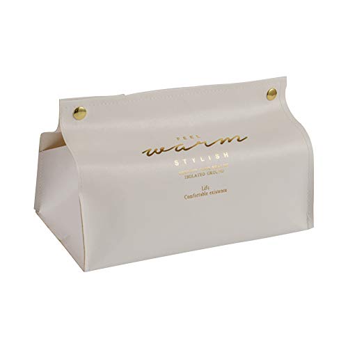 Prosperveil Taschentuch-Box, rechteckig, Leder, Taschentuchspender, Aufbewahrung, Serviettenhalter für Küche, Bad, WC, Auto, Büro (weiß) Cover