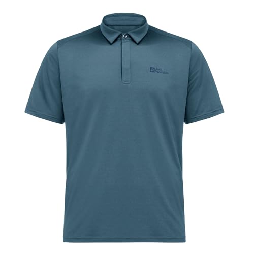 Jack Wolfskin Delgami Polo M Camiseta, Azul Elemental, L Para Hombre Jack Wolfskin Delgami Polo M Camiseta, Azul Elemental, L Para Hombre