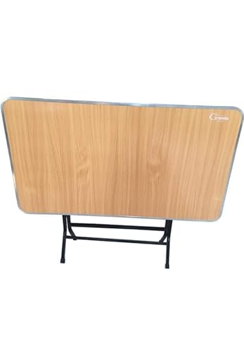 Four Kids 70x120 Brown Melamine Wood Iron Chassis Aluminum Frame Folding Easy Storage Table