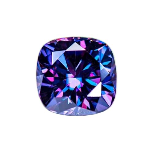 Moissanite violette coussin : pierre précieuse de laboratoire haut de gamme pour haute joaillerie