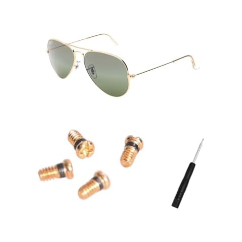 Hicycle2 Screws Replacement for Ray-Ban Aviator RB3447 RB3548N RB3647N RB3025 Sunglasses Repair Kit(4) with Screwdriver (Gold) Cover