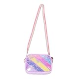 [ANDRESLAD] キッズ用メッセンジャーパース ラメ輝くカートゥーンクロスボディバッグ 軽量で丈夫 ハート スター飾り付き 小さな女の子にな学校 お出かけ用ショルダーバッグ