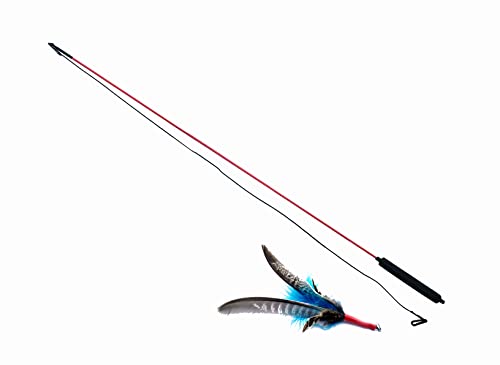 PurrSuit Feather Spinning Cat Toy LONG Safer Clip UK made 100cm Wand