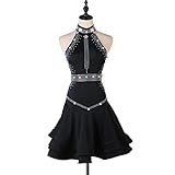 Das diamantbesetzte Design mit hohem Halsausschnitt ist leicht sexy und das dreidimensionale Taillendesign zeigt Weiblichkeit. Glänzendes Tanzpartykleid für Frauen für Erwachsene, robust, die perfekte Wahl für moderne Latein- / Balletttänzer