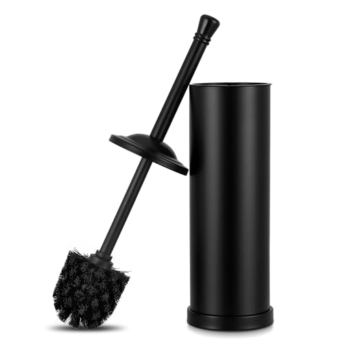 Image of Black Toilet Brush and Holder Set,304 Stainless Steel Toilet Bowl Brush and Holder for Bathroom,Heavy Duty Toilet Brush,Durable Scrubbing Bristles,Splash Resistant,Long Handle