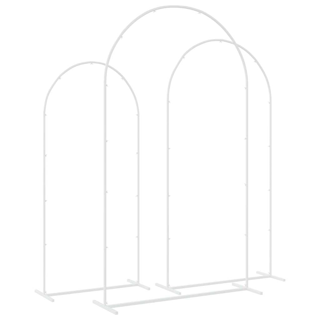 Hochzeitsbogen 3-TLG Set Weiß Stahl, Rankbogen für Garten, Wetterfester Bogen für Hochzeitsdeko, 120 x 40 x 217 cm, 100 x 39 x 200 cm, 78 x 38 x 180 cm