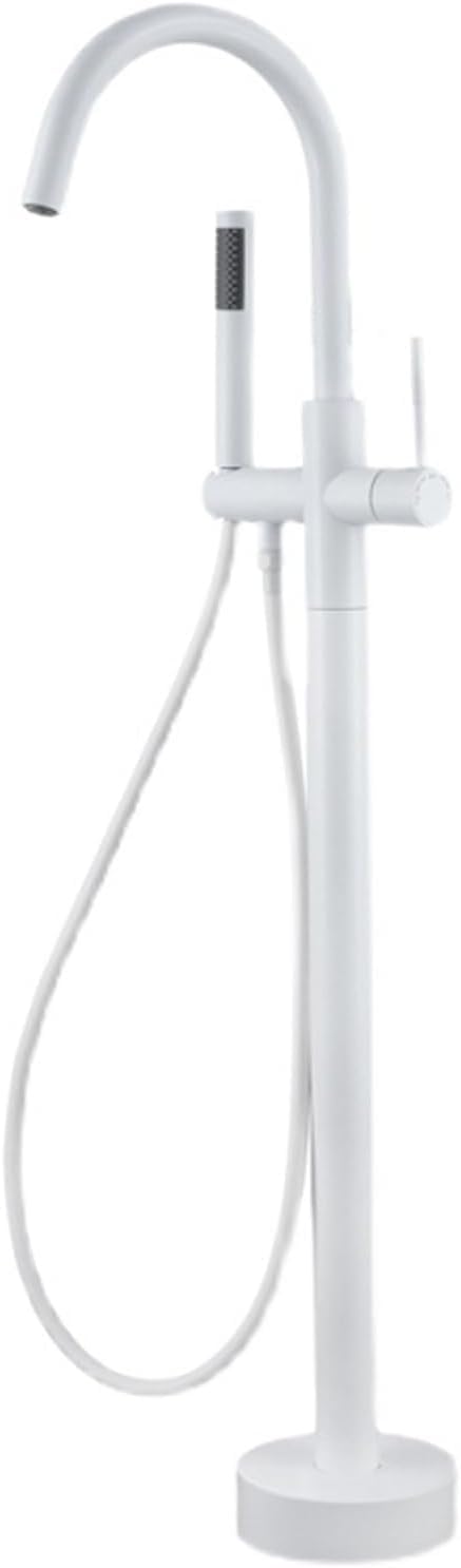 Mitigeur baignoire sur pied blanc rotatif 360 robinet îlot eau chaude froide sol