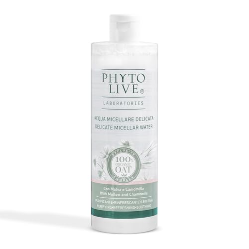 PHYTO LIVE LABORATORIES Acqua Micellare Struccante Delicata – con Malva, Camomilla e Avena Bio* – Viso, Occhi, Labbra – Senza Risciacquo – 400 ml